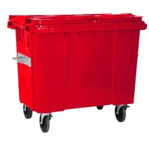 Plastik Çöp Konteyneri Kırmızı 1100 Litre